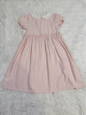 EdgeHill collection girls puff sleeve Peter Pan Collar linen blend Dress